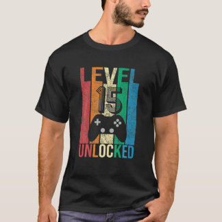 T-shirt Niveau vintage 15 Déverrouillé Funny Gamer 15E Ann