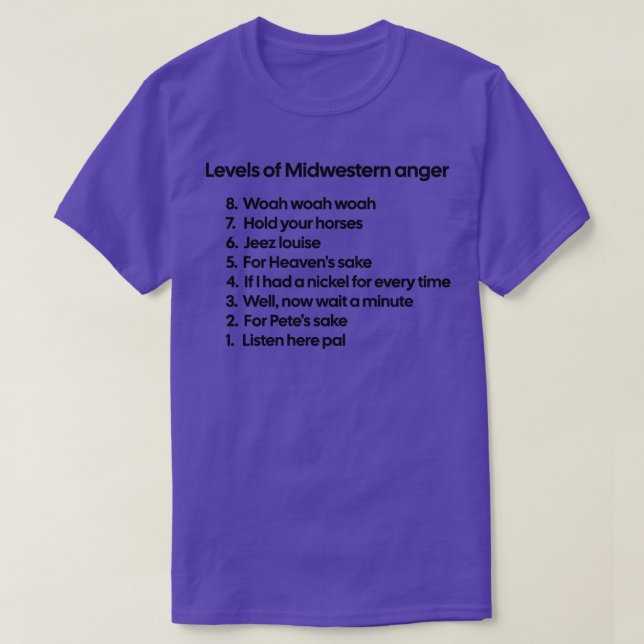T-shirt Niveaux de colère du Midwest 1 (Design devant)