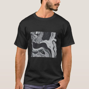 T-shirt Niveaux de gris et gris marbre monochrome Suminaga