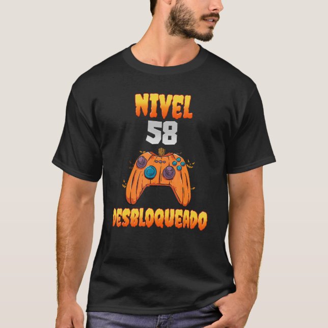 T-shirt Nivel 58 Desbloqueado 58 Años de Edad Cumpleaños V (Devant)
