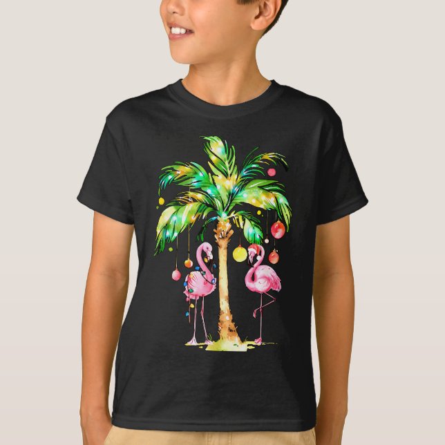 T-shirt Nk Flamingo Christmas Palm Tree Trocal Xmas Holida (Devant)
