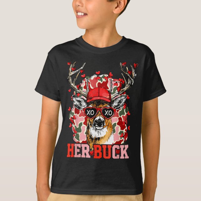 T-shirt Nk Her Buck Camo Deer Hunting Camouflage Matching  (Devant)