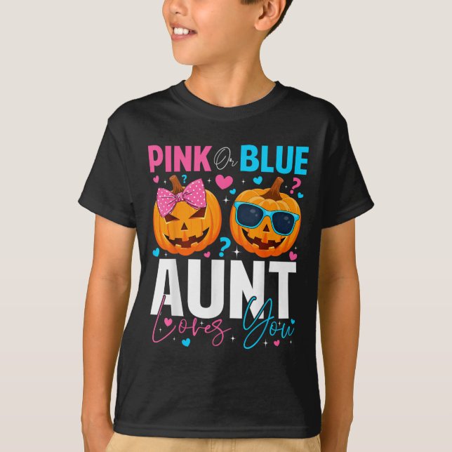 T-shirt Nk Or Blue Aunt Loves You Pumpkin Halloween Gender (Devant)