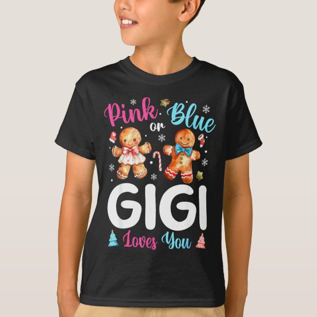 T-shirt Nk Or Blue Gigi Loves You Gender Reveal Christmas  (Devant)