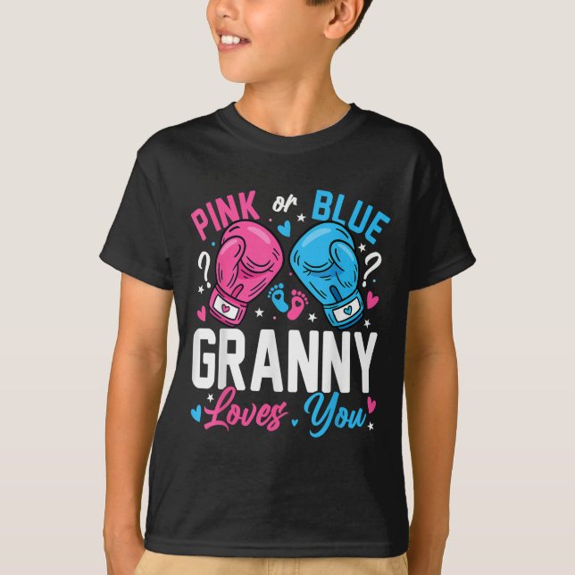T-shirt Nk Or Blue Granny Loves You Boxing Gender Reveal  (Devant)