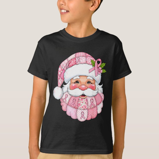 T-shirt Nk Patchwork Santa Breast Cancer Awareness Christm (Devant)