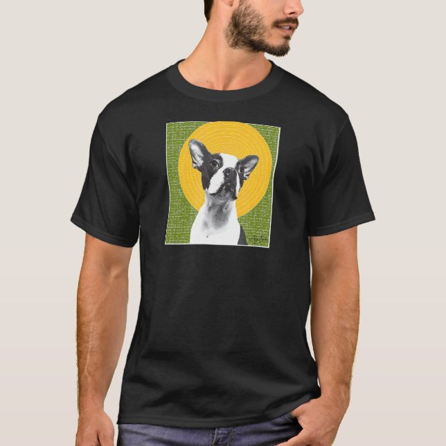 T-shirt No. 619 Hugo Avec Halo Boston Terrier Halo Green (Devant)