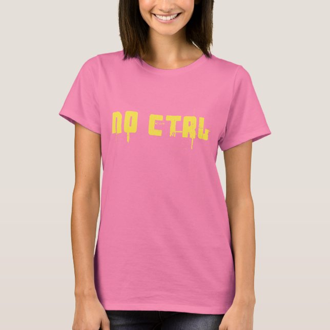 T-shirt NO CTRL - jaune sur vert armée (Devant)