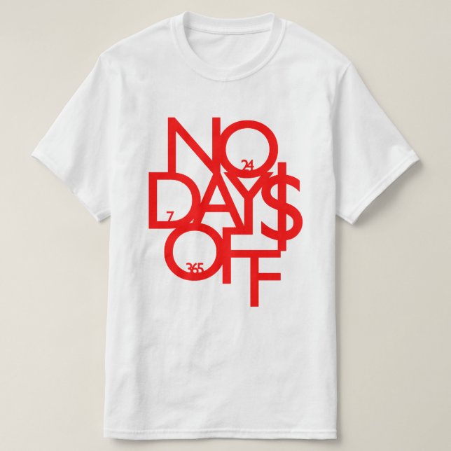 T-shirt No Days Off Clothing: Red & White (Design devant)