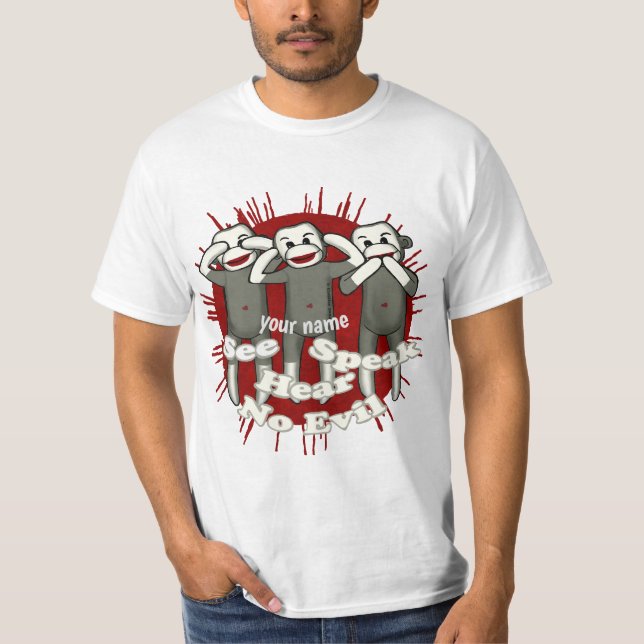 T-shirt No Evil Sock Monkeys (Devant)
