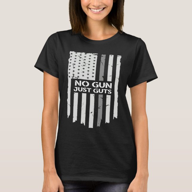 T-shirt No Guns Just Guts Correctional Officer Flag (Devant)