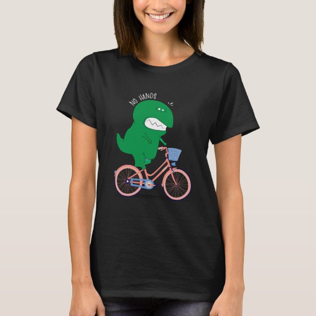 T-shirt No Hands Bike Dino | Funny Dinosaur Riding Bike (Devant)