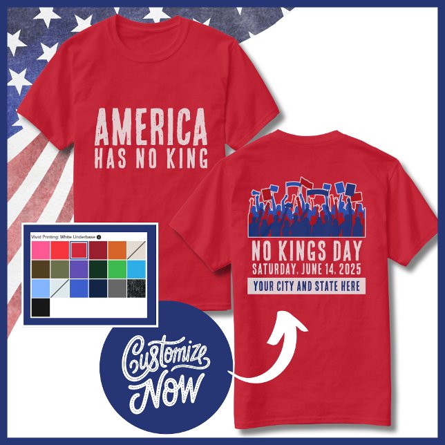 T-shirt No Kings Day Protest Personnalisable Ville et Etat (No Kings Day Customizable Shirt June 14, 2025)