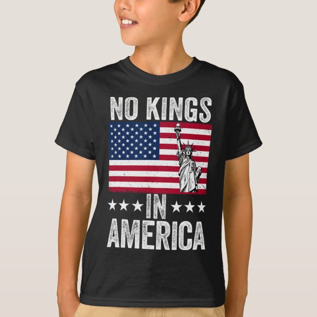 T-shirt No Kings In America Flag Protest Save Democracy 9 (Devant)