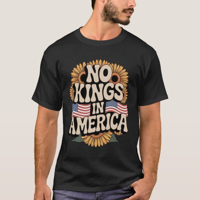 T-Shirt No Kings in America (Noir) (Devant)