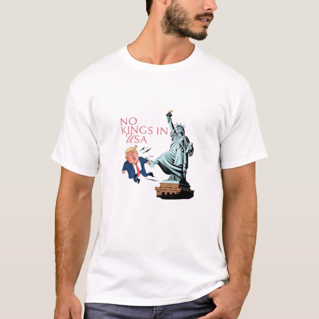 T-shirt No Kings In USA Statue Of Kicking Out Fump Classic (Devant)