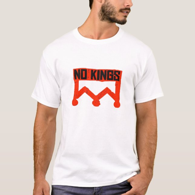 T-shirt No Kings Protest Graphic Grunge Crown  American Cl (Devant)