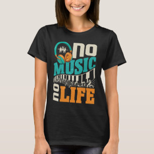 T-shirt No Music No Life with Headphones Heartbeat Musical