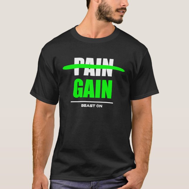 T-shirt No Pain no Gain green Entraînement Fitness Motivat (Devant)