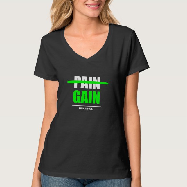 T-shirt No Pain no Gain green Workout Fitness Motivation G (Devant)