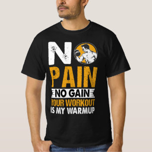 T-shirt No Pain No Gain Gym Entraînement Citation Hommes T