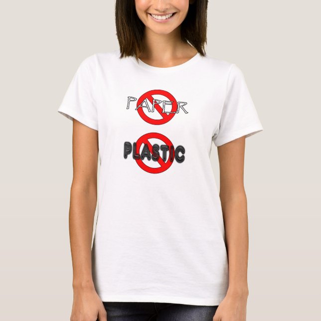 T-shirt No Paper No Plastic Recycle (Devant)