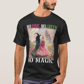 T-shirt No Pink No Green No Magic Witch Halloween Femmes G