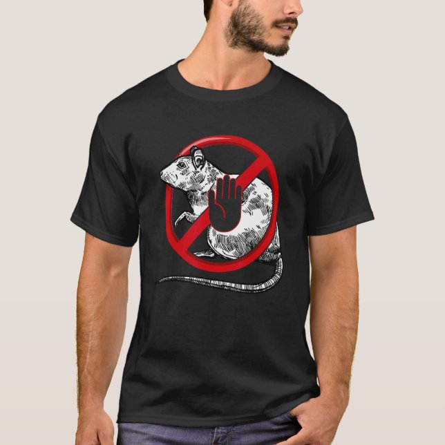 T-shirt No Rat Sign Stop Snitching Pest Control Novo Cool (Devant)