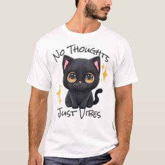T-shirt No Thghts Just Vibes - Noir