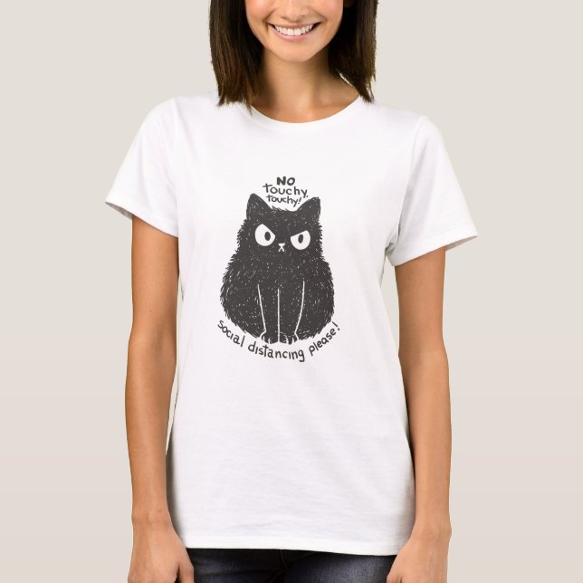 T-shirt No Touch Chat Distances sociales (Devant)