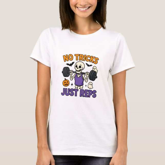 T-shirt No Tricks Just Reps | Cute Funny Halloween Gym Ske (Devant)