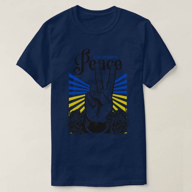 T-shirt No Ukriane Drapeau La Paix Pour L'Ukraine (Design devant)