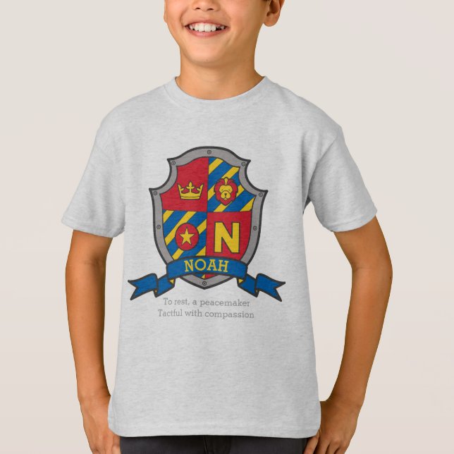 T-shirt Noah N nom signifiant bouclier de crêtes (Devant)