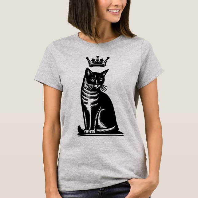 T-shirt Noble Feline Woodcut Style (Devant)