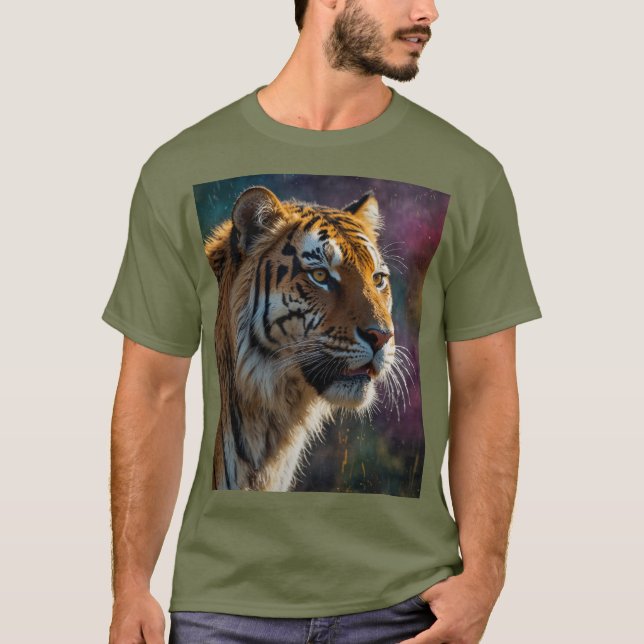T-shirt Noble Tigre Peinture Portrait (Devant)