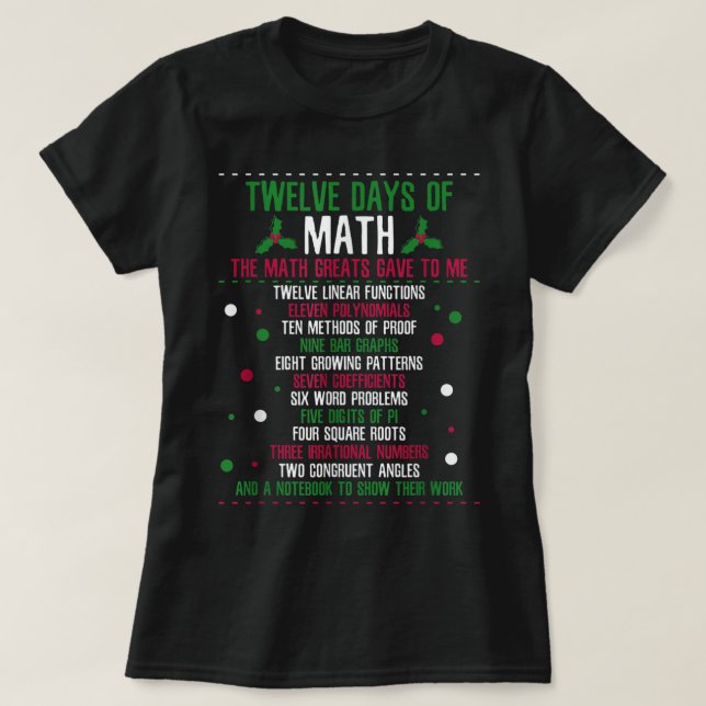 T-shirt Noël 12jours de mathématiques (Design devant)