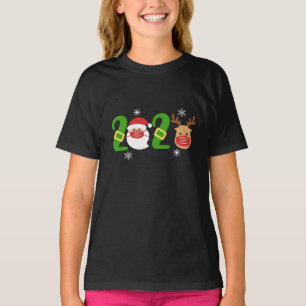 T-shirt Noël 2020 Père Noël et rennes en masque