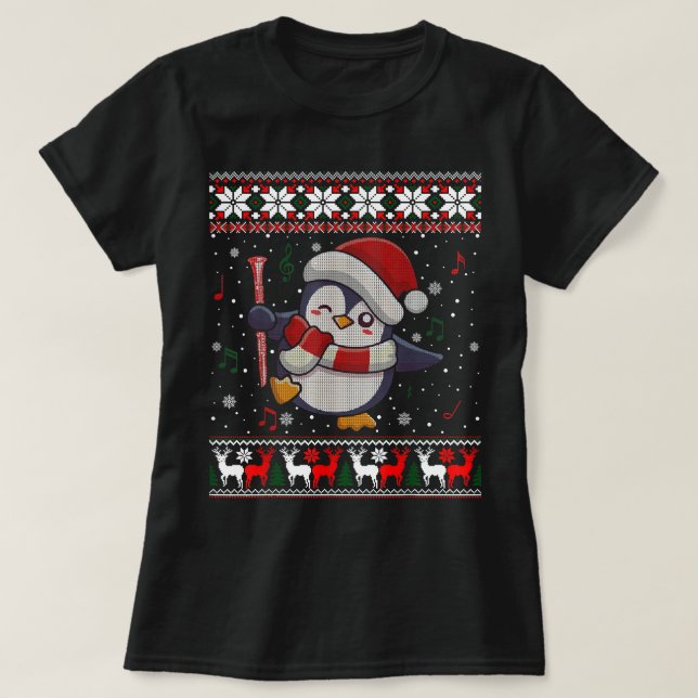 T-shirt Noël 2021 Doux laide de Noël Pingouin Clarinet (Design devant)