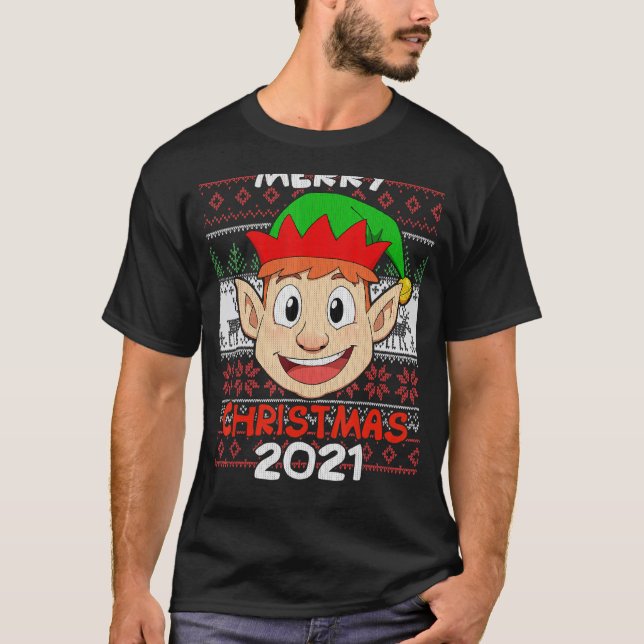 T-shirt Noël 2021 Elf Ugly Joyeux Noël (Devant)