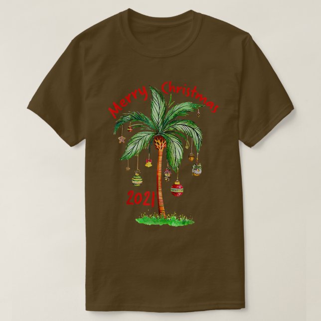 T-shirt Noël 2021 Palm Tree Ornament Tropical (Design devant)