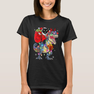 T-shirt Noël 2022 Cat Père Noël équitation Dinosaur Rex Ch