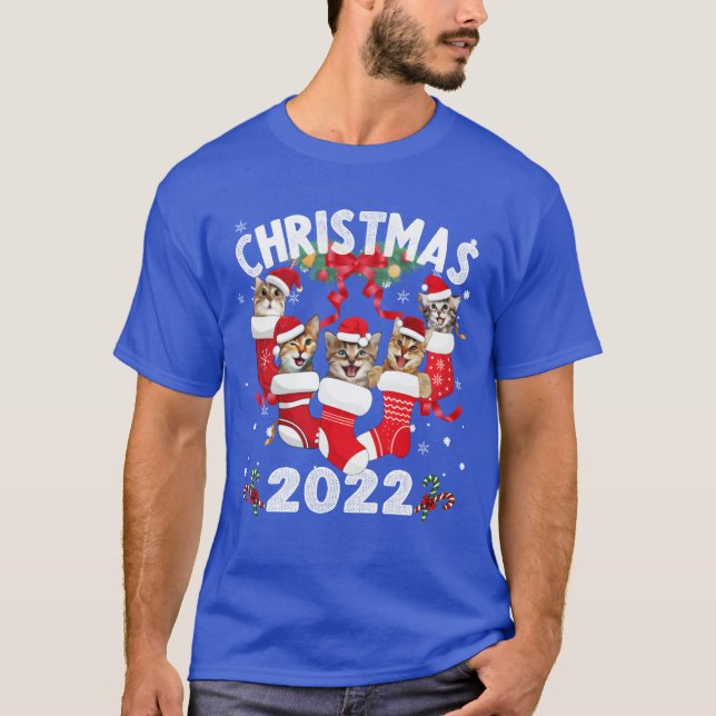 T-shirt Noël 2022 Chats Noël Famille de stockage (Devant)