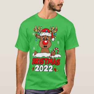 T-shirt Noël 2022 Reindeer Xmas Lumières Pyjama de Neige B