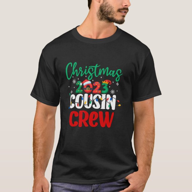 T-shirt Noël 2023 Cousin Crew Jeu de Noël Lumières Drôle M (Devant)