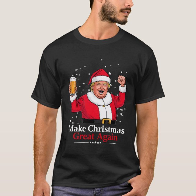 T-shirt Noël 2024 Funny Trump &amp ; Bière Make Christm (Devant)