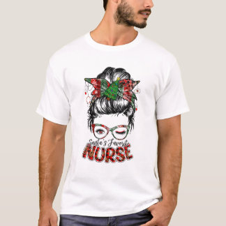 T-shirt Noël 2025 Messy Bun Père Noël
