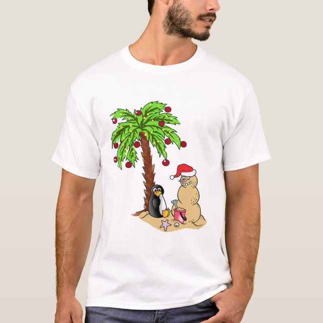 T-shirt Noël à la plage (Devant)