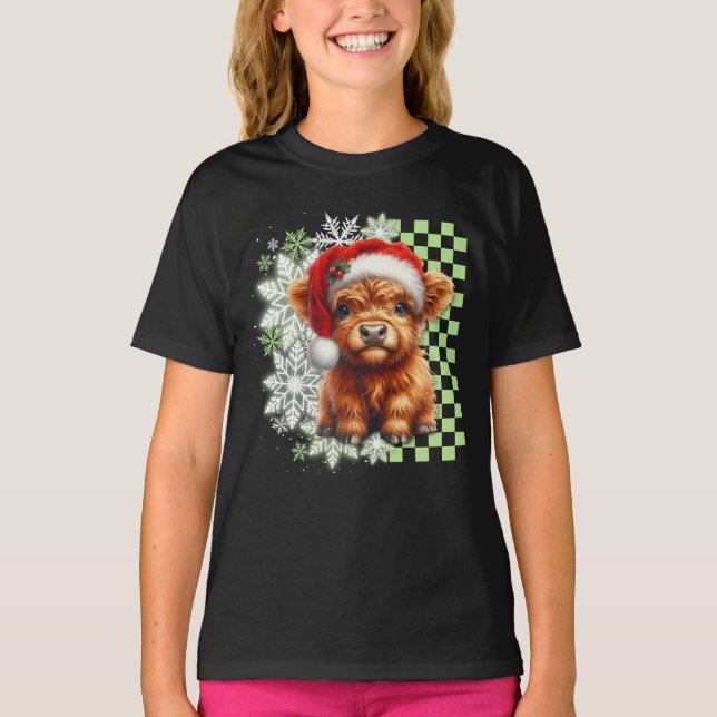T-shirt Noël à la vache des Highlands (Devant)