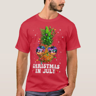 T-shirt Noël à l'ananas en juillet Aloha Hawaii Plages H