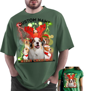 T-shirt Noël à l'équipage de chien personnalisé